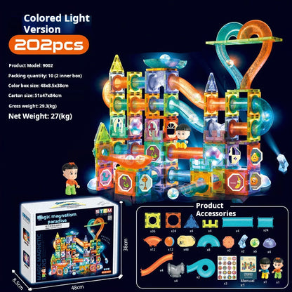 Educational Magnetic Tiles Toy, Colorful Window Pipes Ball Track Building Blocks